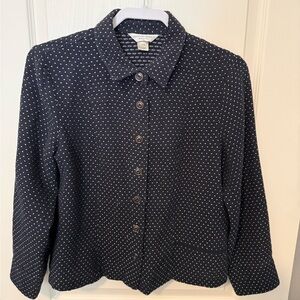 Christopher & Banks Black and White Polka Dot Button-Down Shirt